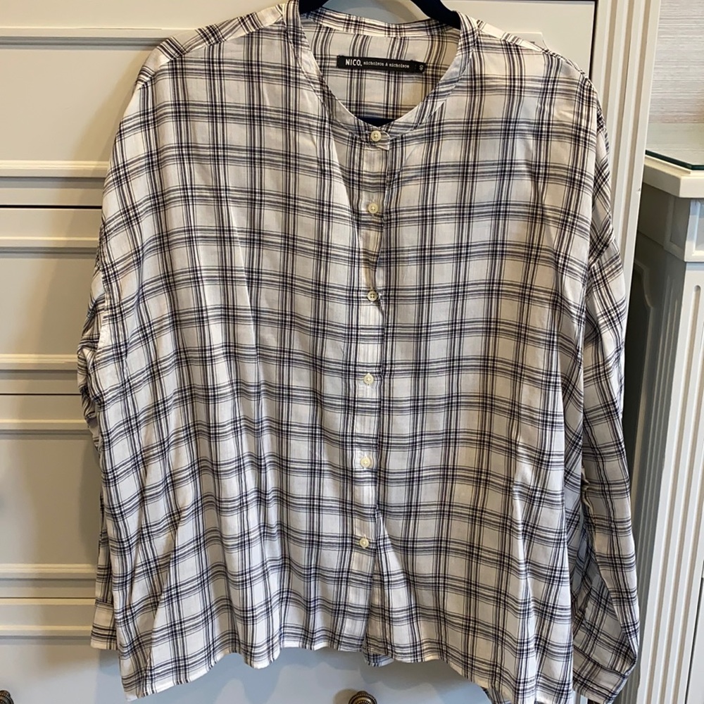 Black and white plaid Cotton blouse